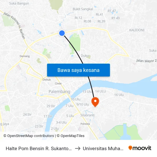 Halte Pom Bensin R. Sukanto/Kantor Pos A to Universitas Muhammadiyah map