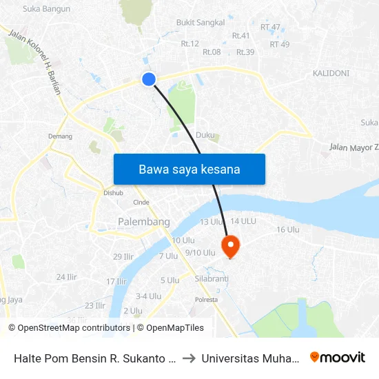 Halte Pom Bensin R. Sukanto / Kantor Pos B to Universitas Muhammadiyah map