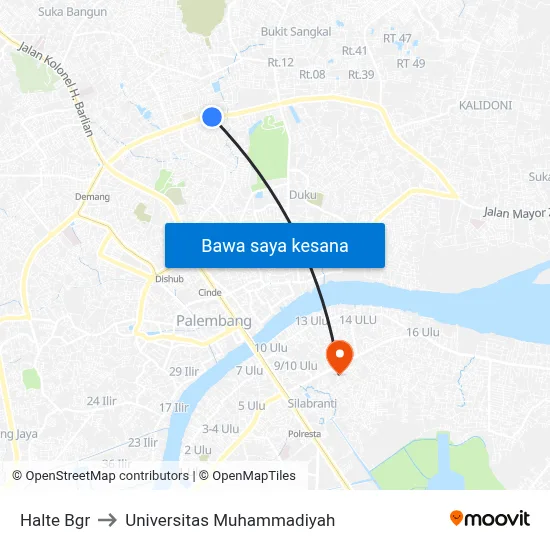 Halte Bgr to Universitas Muhammadiyah map