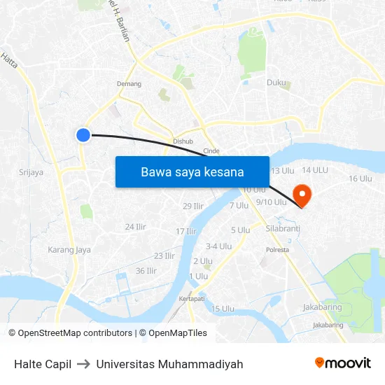Halte Capil to Universitas Muhammadiyah map