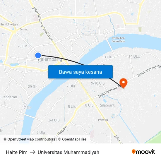 Halte Pim to Universitas Muhammadiyah map
