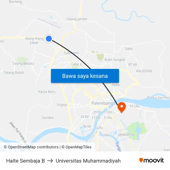 Halte Sembaja B to Universitas Muhammadiyah map