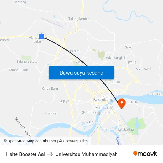 Halte Booster Aal to Universitas Muhammadiyah map