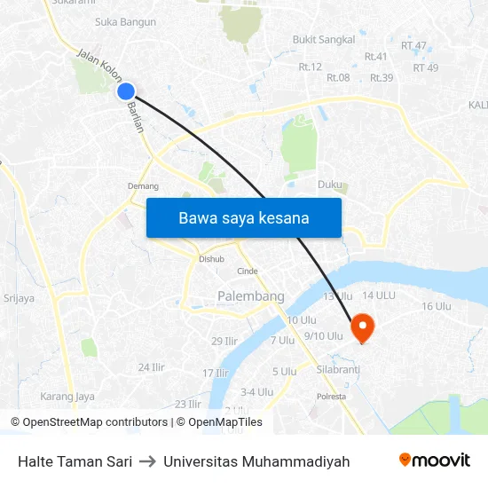 Halte Taman Sari to Universitas Muhammadiyah map