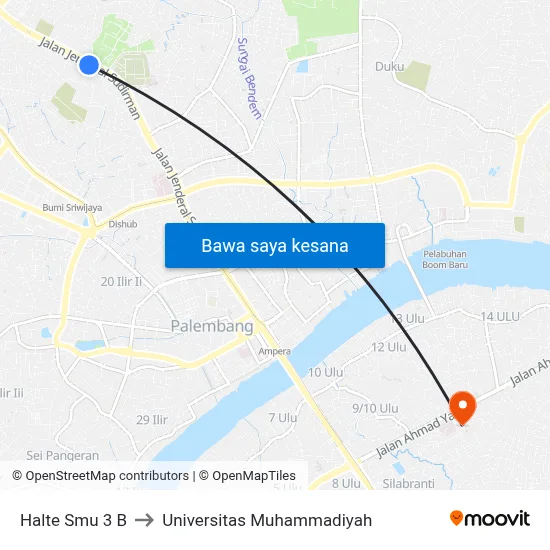 Halte Smu 3 B to Universitas Muhammadiyah map