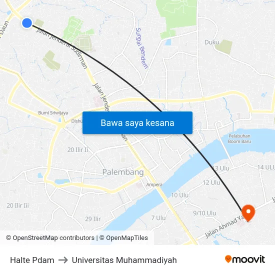 Halte Pdam to Universitas Muhammadiyah map