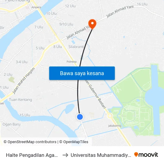 Halte Pengadilan Agama to Universitas Muhammadiyah map