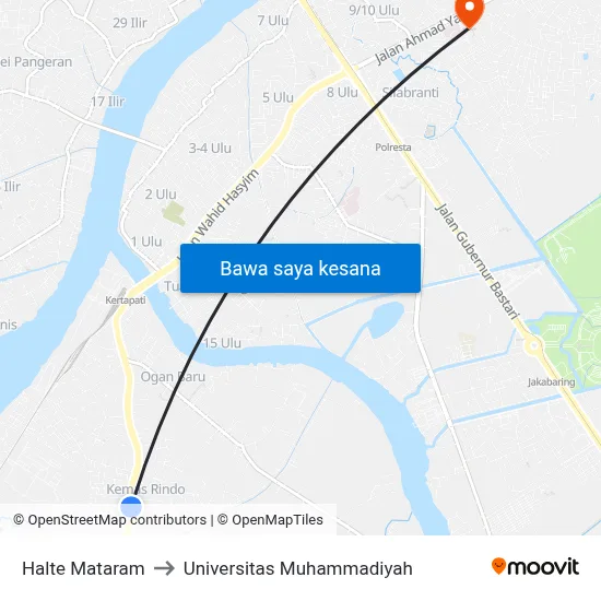 Halte Mataram to Universitas Muhammadiyah map