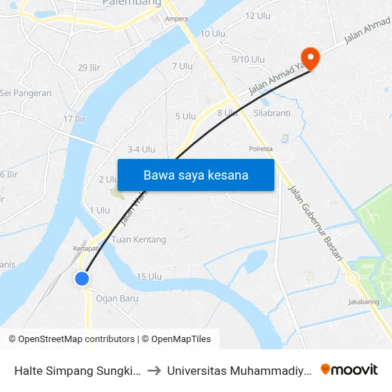 Halte Simpang Sungki A to Universitas Muhammadiyah map