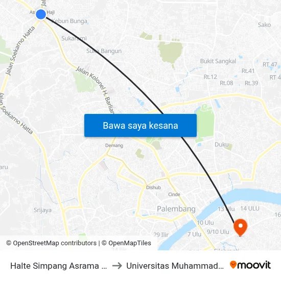 Halte Simpang Asrama Haji to Universitas Muhammadiyah map