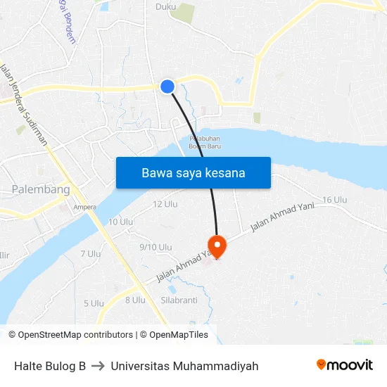 Halte Bulog B to Universitas Muhammadiyah map
