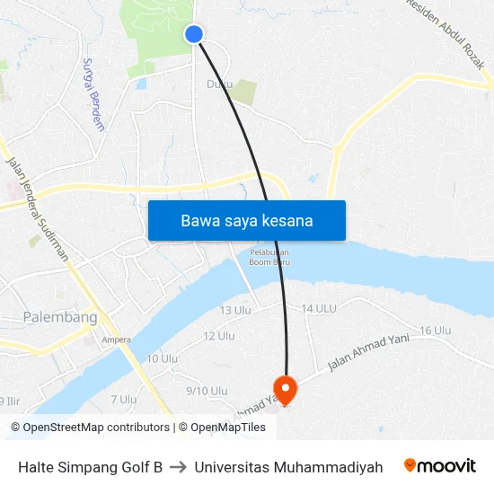 Halte Simpang Golf B to Universitas Muhammadiyah map