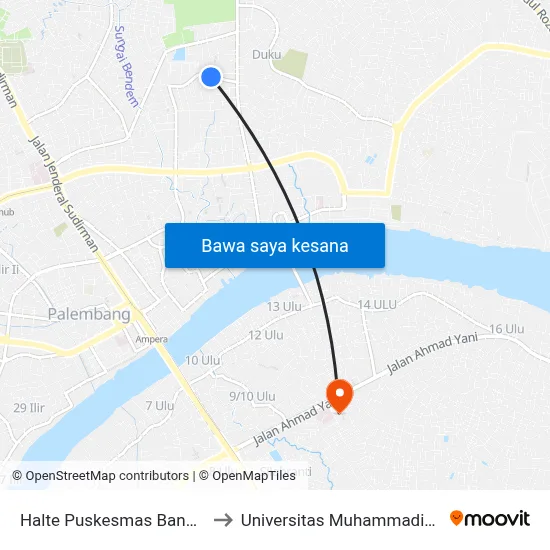 Halte Puskesmas Bangau to Universitas Muhammadiyah map