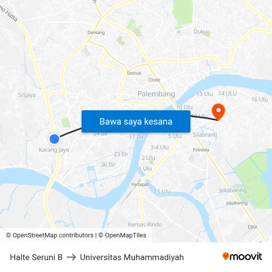 Halte Seruni B to Universitas Muhammadiyah map