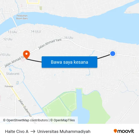 Halte Civo A to Universitas Muhammadiyah map