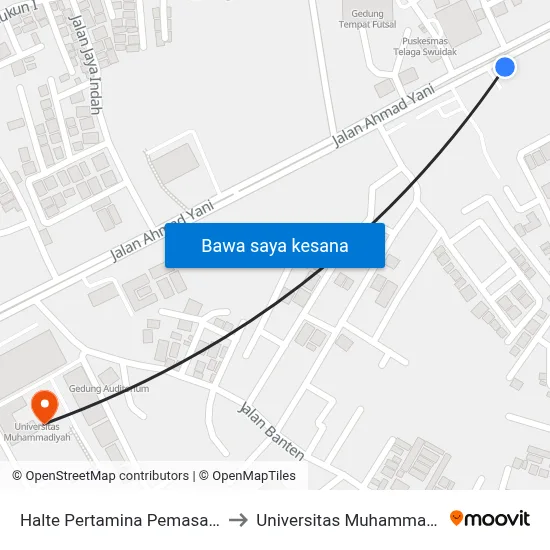 Halte Pertamina Pemasaran A to Universitas Muhammadiyah map
