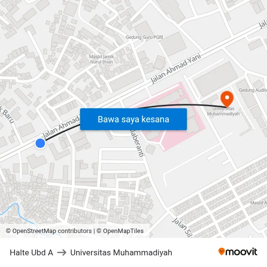Halte Ubd A to Universitas Muhammadiyah map