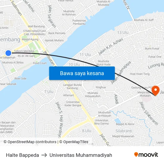 Halte Bappeda to Universitas Muhammadiyah map