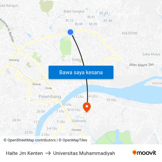 Halte Jm Kenten to Universitas Muhammadiyah map