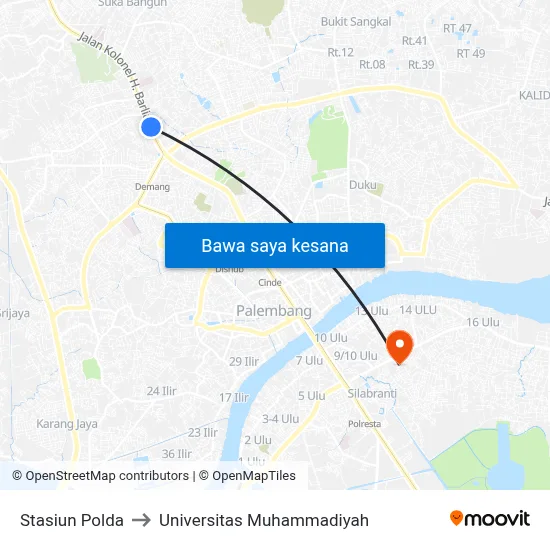 Stasiun Polda to Universitas Muhammadiyah map