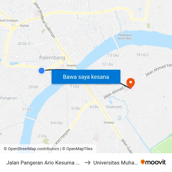 Jalan Pangeran Ario Kesuma Abdurrochim, 306 to Universitas Muhammadiyah map