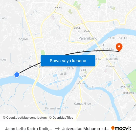 Jalan Lettu Karim Kadir, 550 to Universitas Muhammadiyah map
