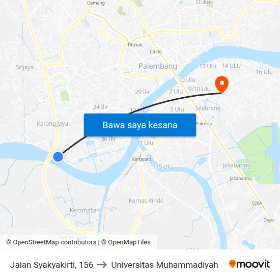 Jalan Syakyakirti, 156 to Universitas Muhammadiyah map