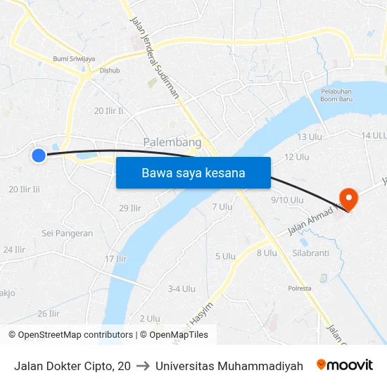 Jalan Dokter Cipto, 20 to Universitas Muhammadiyah map