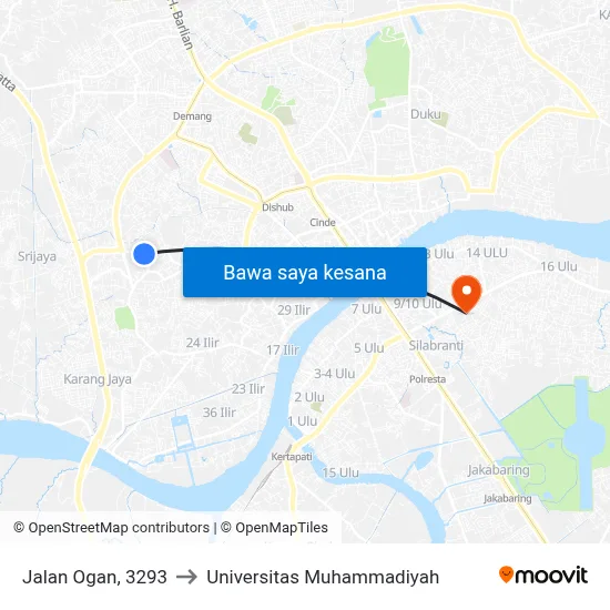 Jalan Ogan, 3293 to Universitas Muhammadiyah map