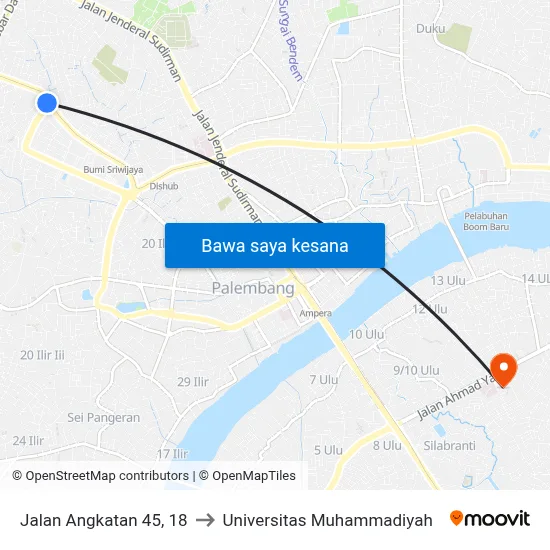 Jalan Angkatan 45, 18 to Universitas Muhammadiyah map