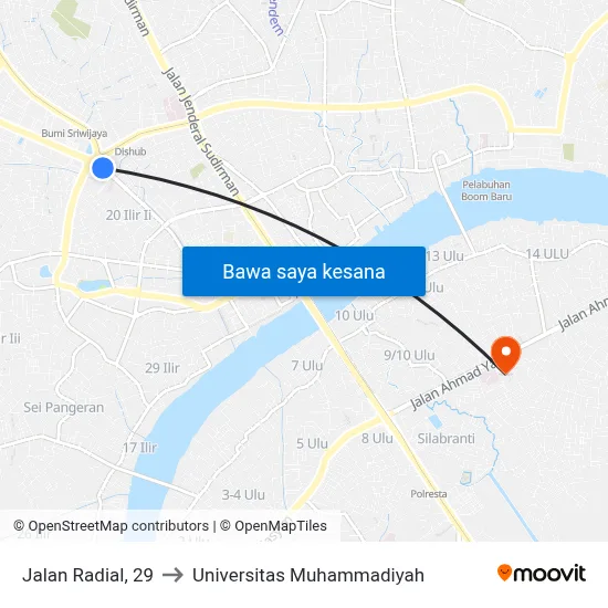 Jalan Radial, 29 to Universitas Muhammadiyah map