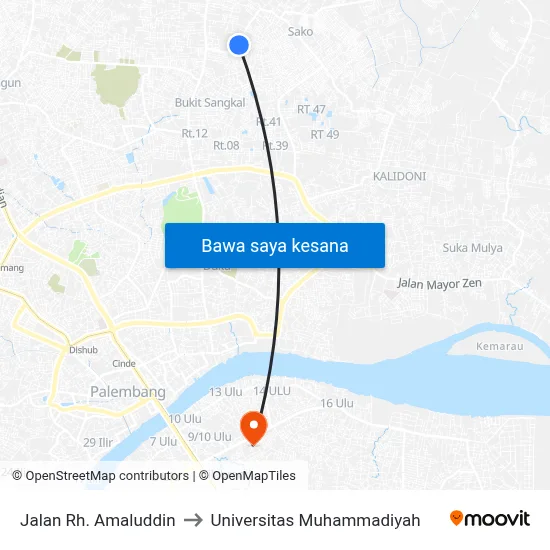 Jalan Rh. Amaluddin to Universitas Muhammadiyah map