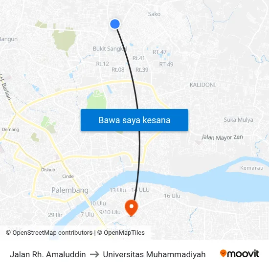 Jalan Rh. Amaluddin to Universitas Muhammadiyah map