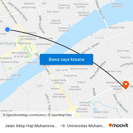 Jalan Akbp Haji Muhammad Amin, 42 to Universitas Muhammadiyah map