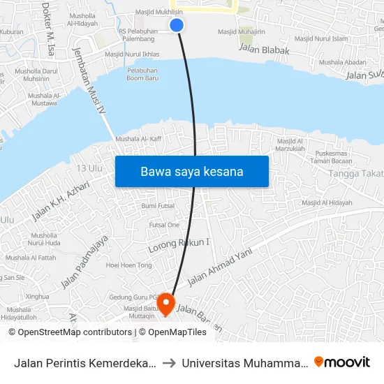 Jalan Perintis Kemerdekaan, 62 to Universitas Muhammadiyah map
