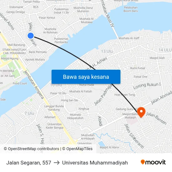 Jalan Segaran, 557 to Universitas Muhammadiyah map