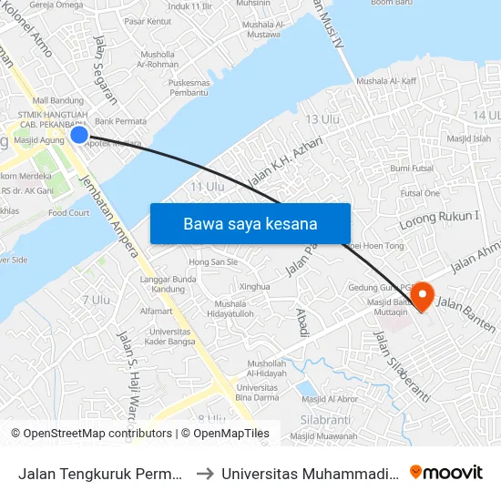 Jalan Tengkuruk Permai, 9 to Universitas Muhammadiyah map