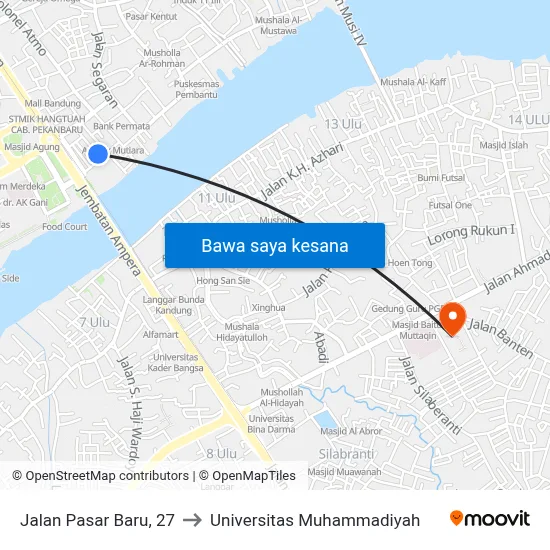 Jalan Pasar Baru, 27 to Universitas Muhammadiyah map