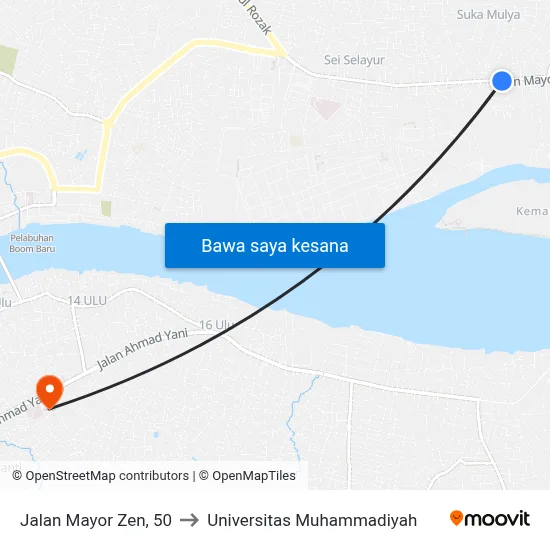 Jalan Mayor Zen, 50 to Universitas Muhammadiyah map