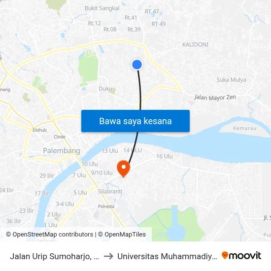 Jalan Urip Sumoharjo, 10 to Universitas Muhammadiyah map