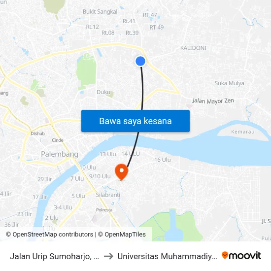 Jalan Urip Sumoharjo, 30 to Universitas Muhammadiyah map