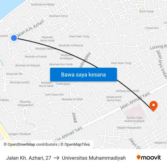 Jalan Kh. Azhari, 27 to Universitas Muhammadiyah map