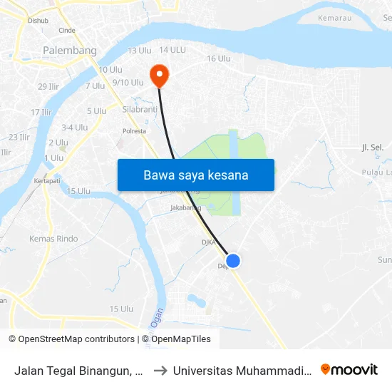 Jalan Tegal Binangun, 956 to Universitas Muhammadiyah map