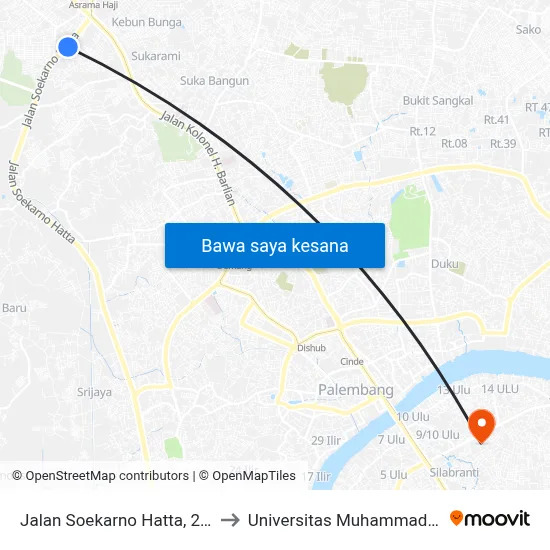 Jalan Soekarno Hatta, 2482 to Universitas Muhammadiyah map