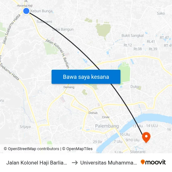 Jalan Kolonel Haji Barlian, 127 to Universitas Muhammadiyah map