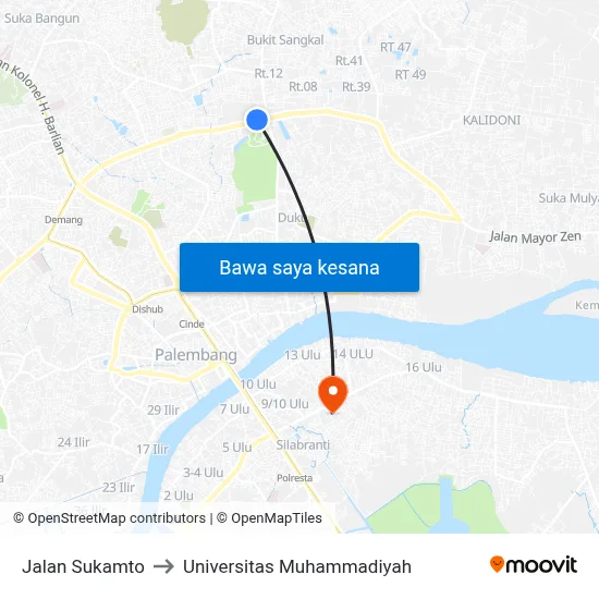 Jalan Sukamto to Universitas Muhammadiyah map
