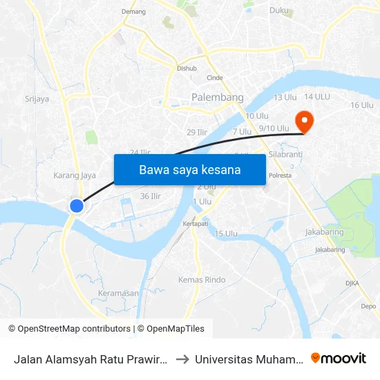 Jalan Alamsyah Ratu Prawiranegara, 68 to Universitas Muhammadiyah map