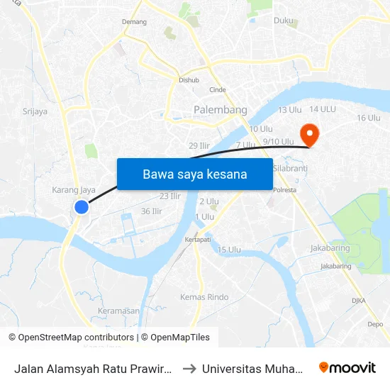 Jalan Alamsyah Ratu Prawiranegara, 345 to Universitas Muhammadiyah map