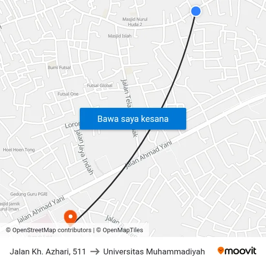 Jalan Kh. Azhari, 511 to Universitas Muhammadiyah map