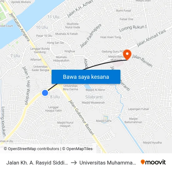 Jalan Kh. A. Rasyid Siddiq, 23 to Universitas Muhammadiyah map